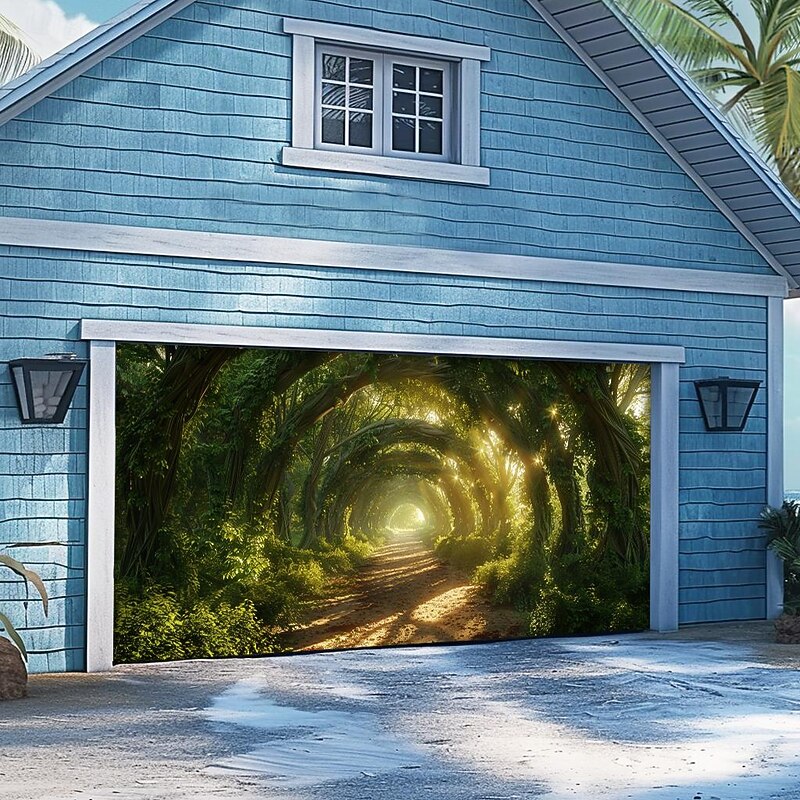 Giant Trees Forest Outdoor Garage Door Cover Banner Beautiful Large Backdrop Decoration for Outdoor Garage Door Home Wall Decorations Event Party Parade4