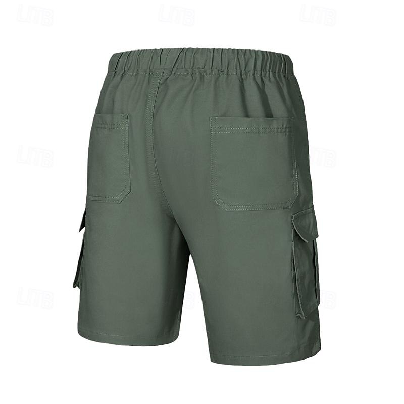 Men's Tactical Shorts Cargo Shorts Camping Shorts Hiking Shorts Elastic Waist Multi Pocket Straight Leg Plain Moisture Wicking Wearable Knee Length Outdoor Casual Daily Fashion Streetwear Black Green2
