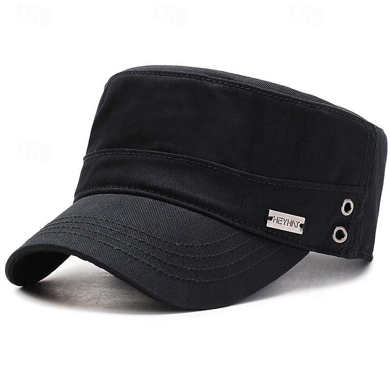Men's Flat Cap Sun Hat Trucker Hat Black Navy Blue Cotton Fashion Casual Street Daily Plain Adjustable Sunscreen Breathable2