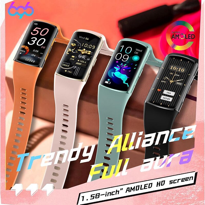 696 H28 Smart Watch 1.58 inch Smart Band Fitness Bracelet Bluetooth ECG+PPG Pedometer Call Reminder Compatible with Android iOS Women Men Hands-Free Calls Message Reminder IP 67 25mm Watch Case2