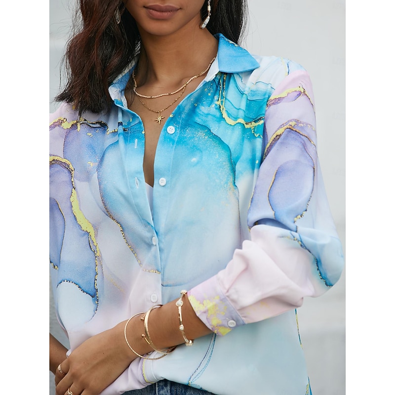 Women's Shirt Button Down Tunic Shirt Collar Long Sleeve Elegant Fashion Daily Abstract s Print Regular Tops Casual Pink Blue Purple Fall & Winter4