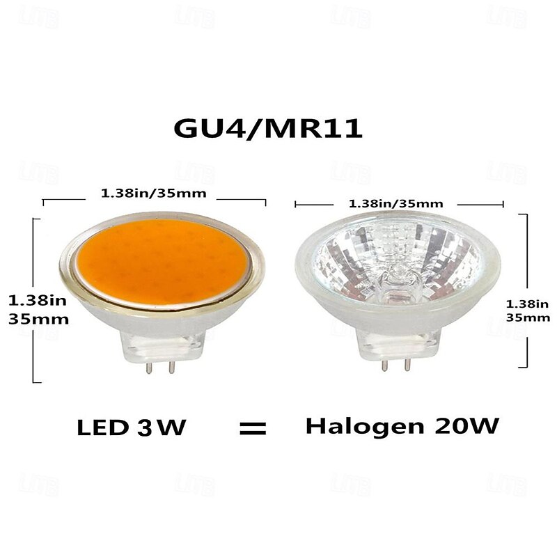 MR11 GU4 LED Bulb DC/AC 12V Bulbs 3W LED Bulbs Warm White 3000K /White 6000K Suitable for Home Landscape Embedded Rail Lighting 1pc4