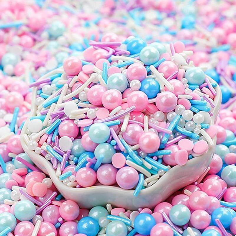 500g Candy Bead Cake Decoration Baking Pearl Candy White Gold Beads Candy Bean Colored Candy Slices Colorful Candy Needle Chocolate