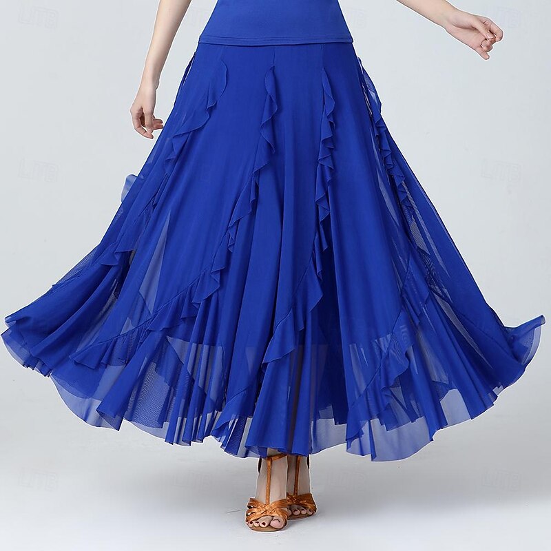 Latin Dance Ballroom Dance Skirts Sashes / Ribbons Ruffles Pure Color Women's Performance Training High Polyester Tulle