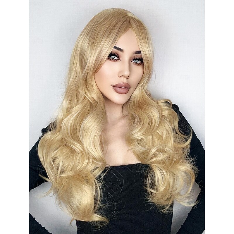 Synthetic Wig Uniforms Career Costumes Princess Curly Wavy Middle Part Layered Haircut Machine Made Wig 12 inch Light Blonde Synthetic Hair Women's Cosplay Party Fashion Light Brown2