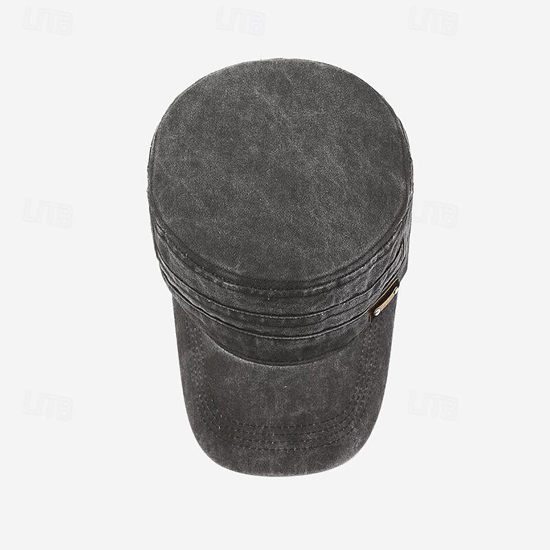 Men's Flat Cap Baseball Cap Military Cap Cadet Hat Black Brown Polyester / Cotton Blend Vintage Fashion Casual Street Daily Plain Adjustable Sunscreen Breathable 5