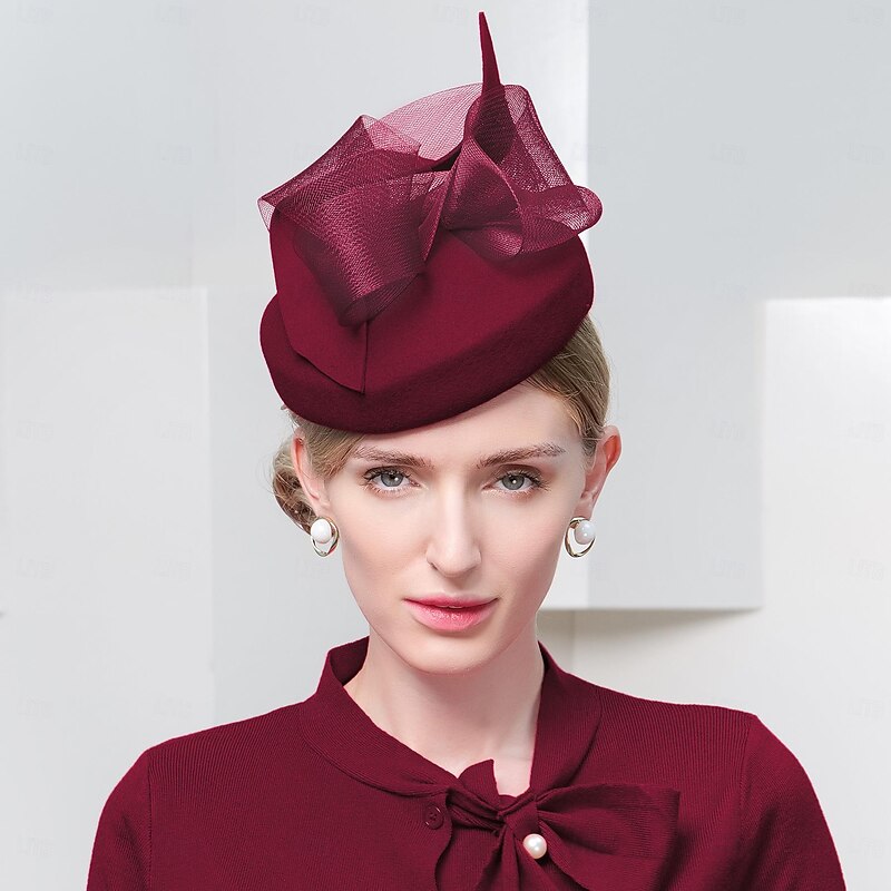 Hats Headwear 100% Wool Fedora Hat Top Hat Wedding Cocktail Wedding British With Pure Color Tulle Headpiece Headwear3