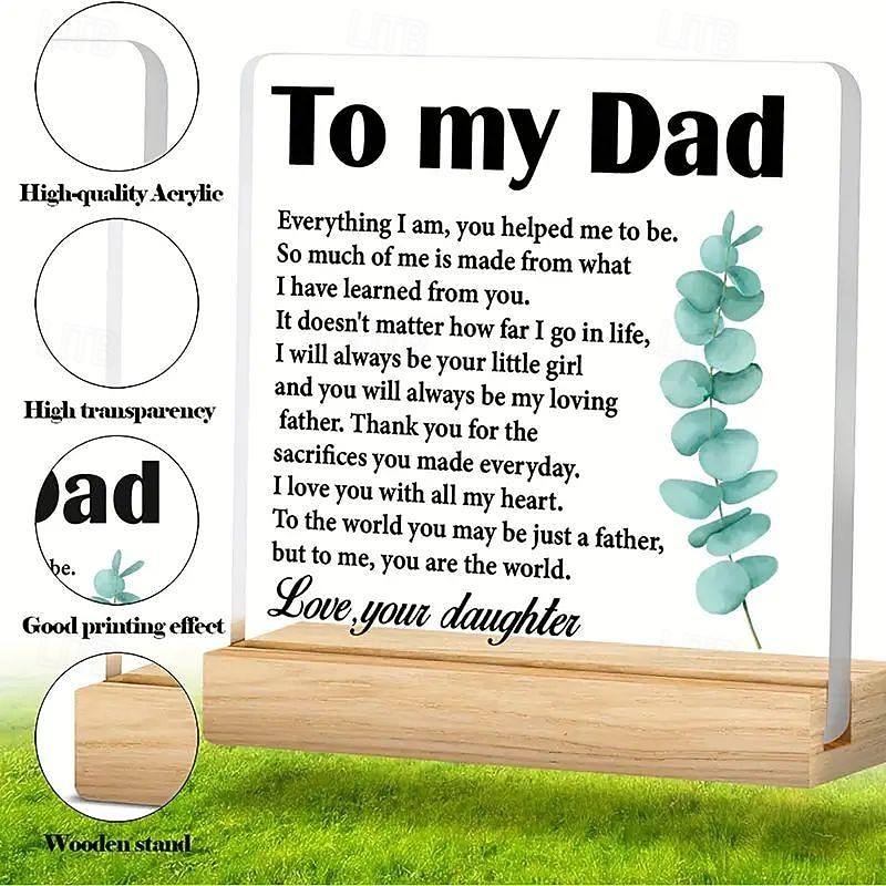 Father's Day Gift Daughter Son Best Gifts For Dad Gifts For Dad Birthday Father's Day Gifts For Dad Meaningful Acrylic Desk Sign Decor For Dad3