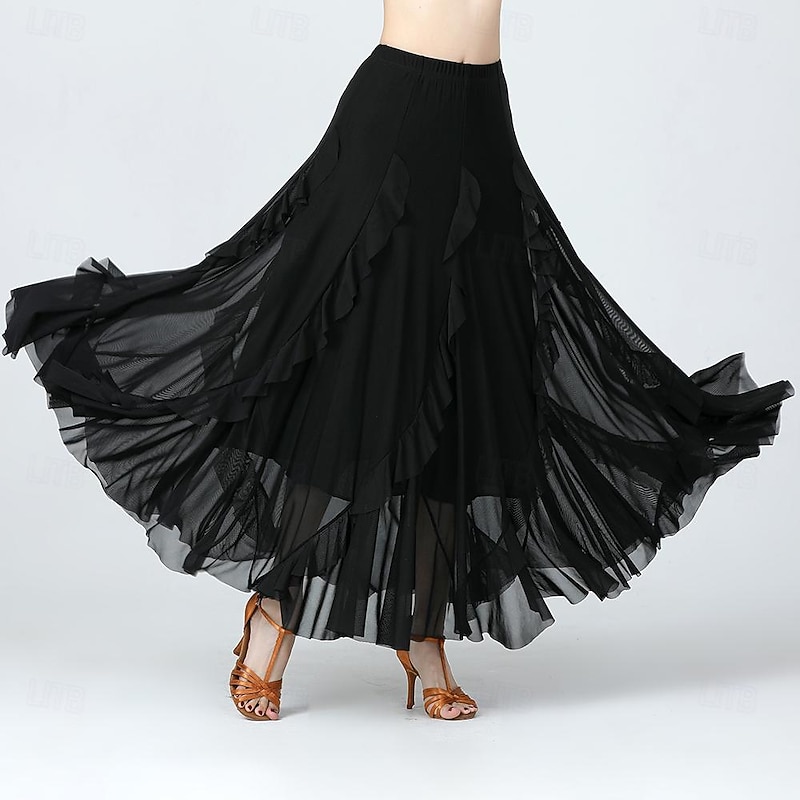 Latin Dance Ballroom Dance Skirts Sashes / Ribbons Ruffles Pure Color Women's Performance Training High Polyester Tulle4