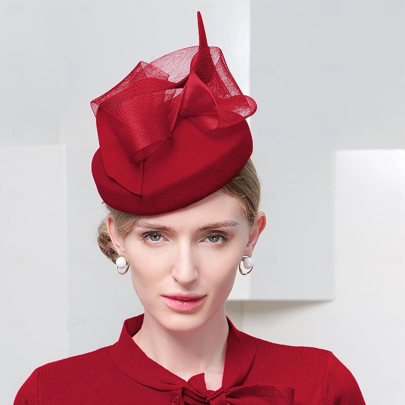 Hats Headwear 100% Wool Fedora Hat Top Hat Wedding Cocktail Wedding British With Pure Color Tulle Headpiece Headwear4