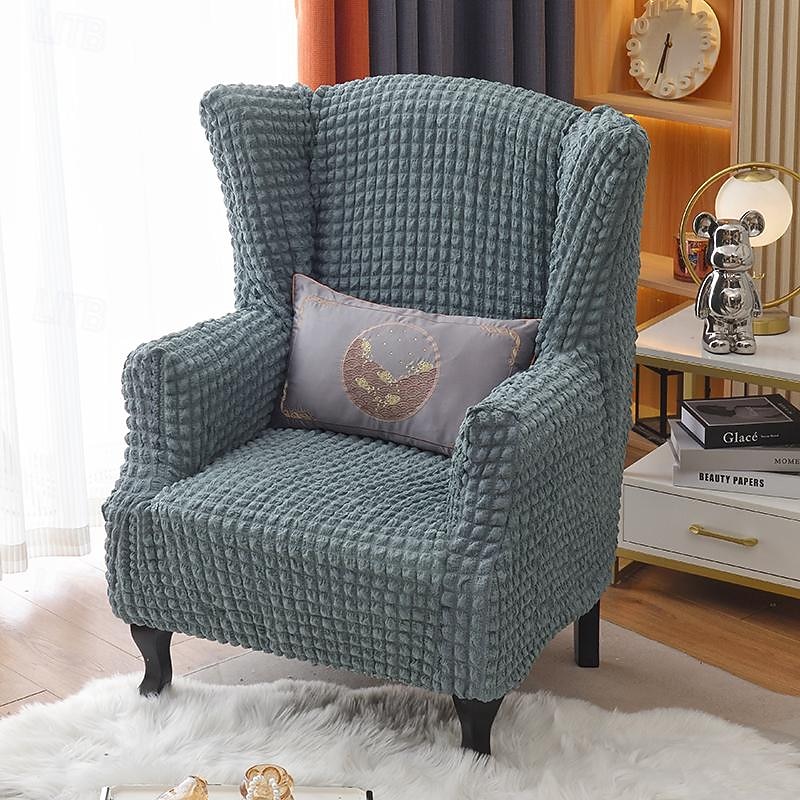 Tiger Stool Cover Burgundy Seersucker Soft Elastic Modern All-wrap Tiger Bench Cover Stool Cover Plaid Sofa Chair Cover3