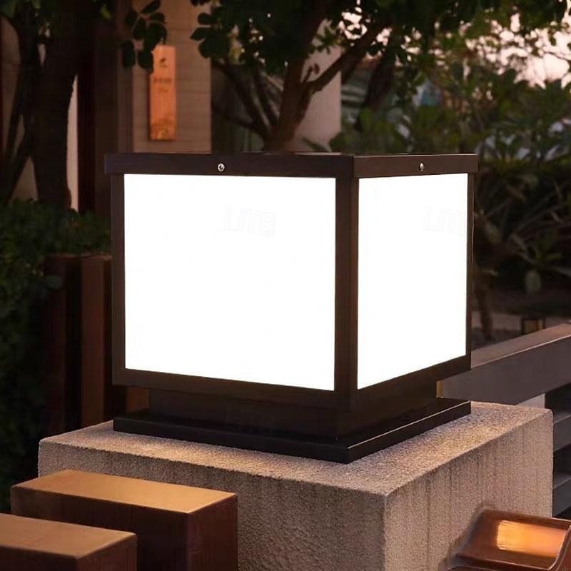 Column Lamp Waterproof Exterior Post Light Fixtures,Pillar Lights Outdoor, IP65 Square Pillar Lights Outdoor Waterproof Aluminum Glass Post Light Fixtures Exterior Pillar Lights Villa Garden Villa Out