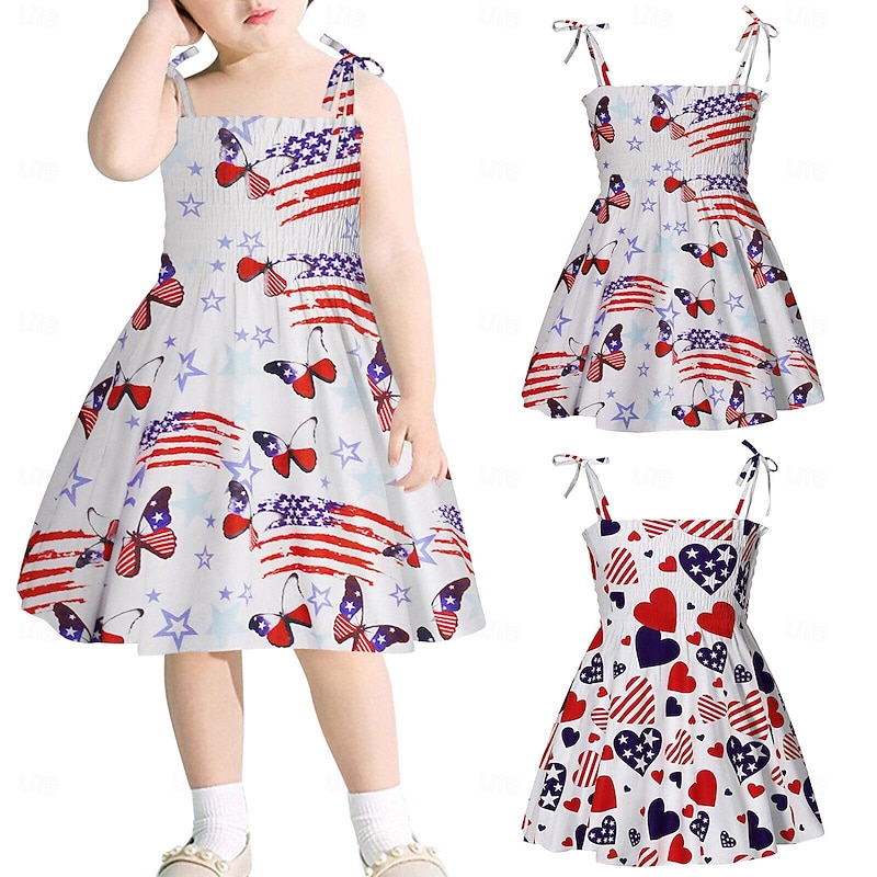 Summer Trendy Girls With Straps And Suspenders, Multiple Printed Dresses For Children's Clothing Ins