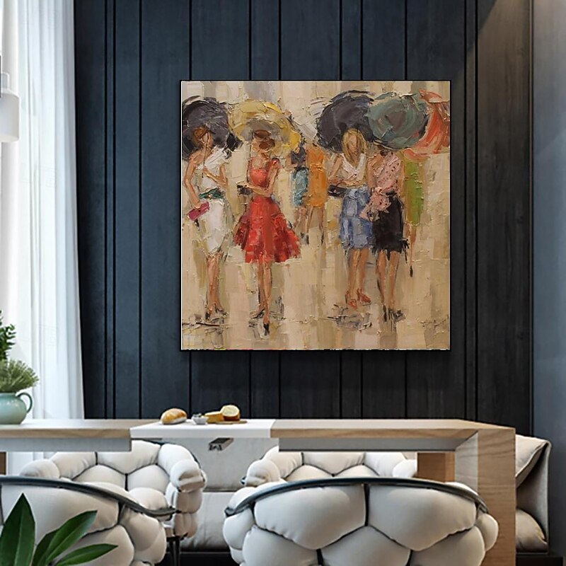 Handmade Oil Painting Canvas Wall Art Decoration Modern Abstract Figure Street fashion Woman for Home Decor Rolled Frameless Unstretched Painting2