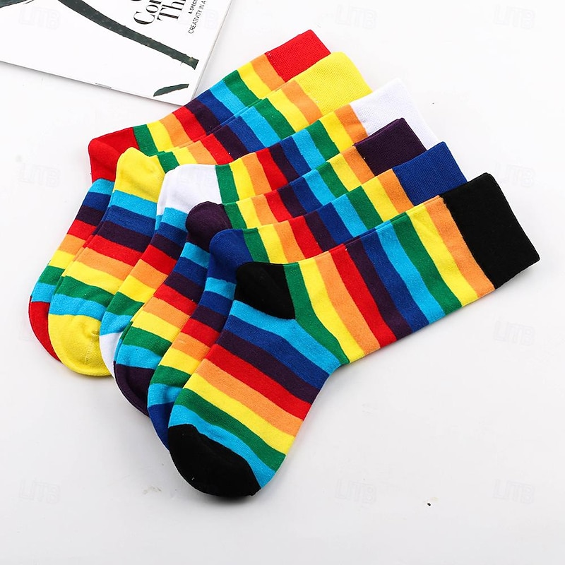Rainbow Halloween Socks / Long Stockings LGBT LGBTQ Gay Lesbian Adults' Women's Masquerade Pride Parade Pride Month Easy Halloween Costumes Dress Up3