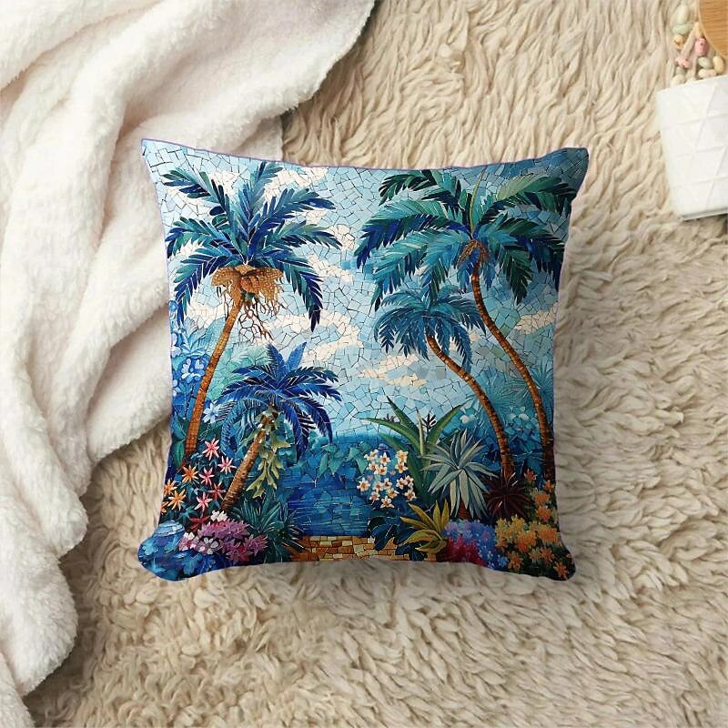 Ocean Beach Sunset Velvet Pillow Cover 16/18/20 Inch2