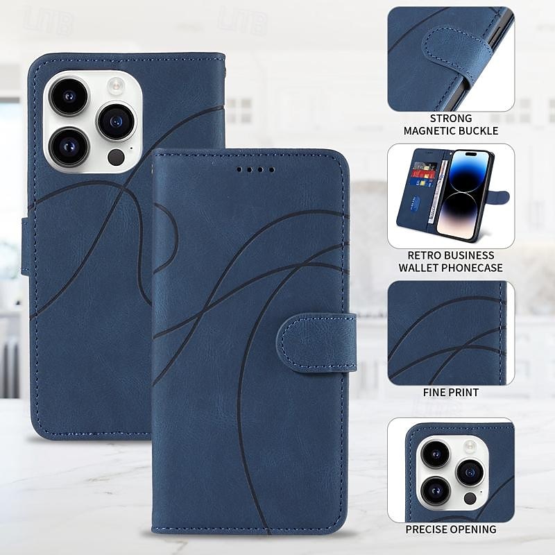 Phone Case For iPhone 17 Pro Max 17 Air 16 15 14 Pro Max Plus 13 12 11 Pro Max Mini Wallet Case Magnetic Full Body Protective Kickstand Geometric Pattern TPU PU Leather2