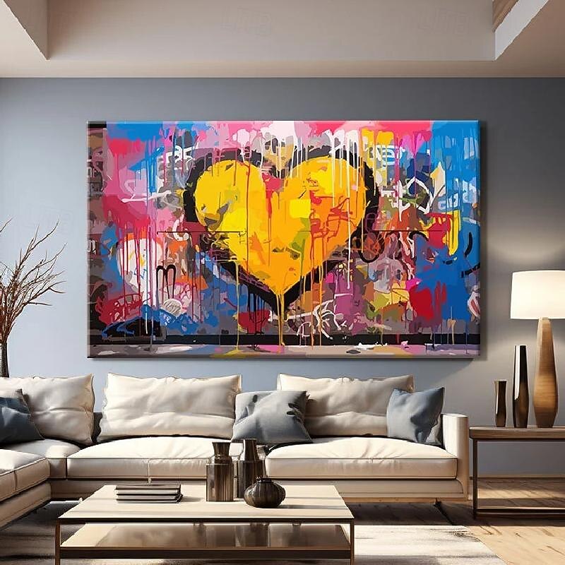 Handmade Textured love Oil Painting Textured Canvas Art Abstract Art Heart Handmade Painting Modern Living Room Wall Decor4
