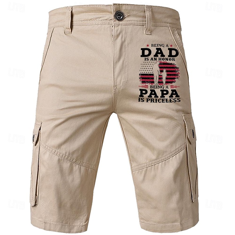 Father's Day papa shirts Papa Print Men's Cargo Shorts Cotton Drawstring Classic Cargo Stretch Short with Multiple Pockets Sports Outdoor Fashion Designer Shorts2