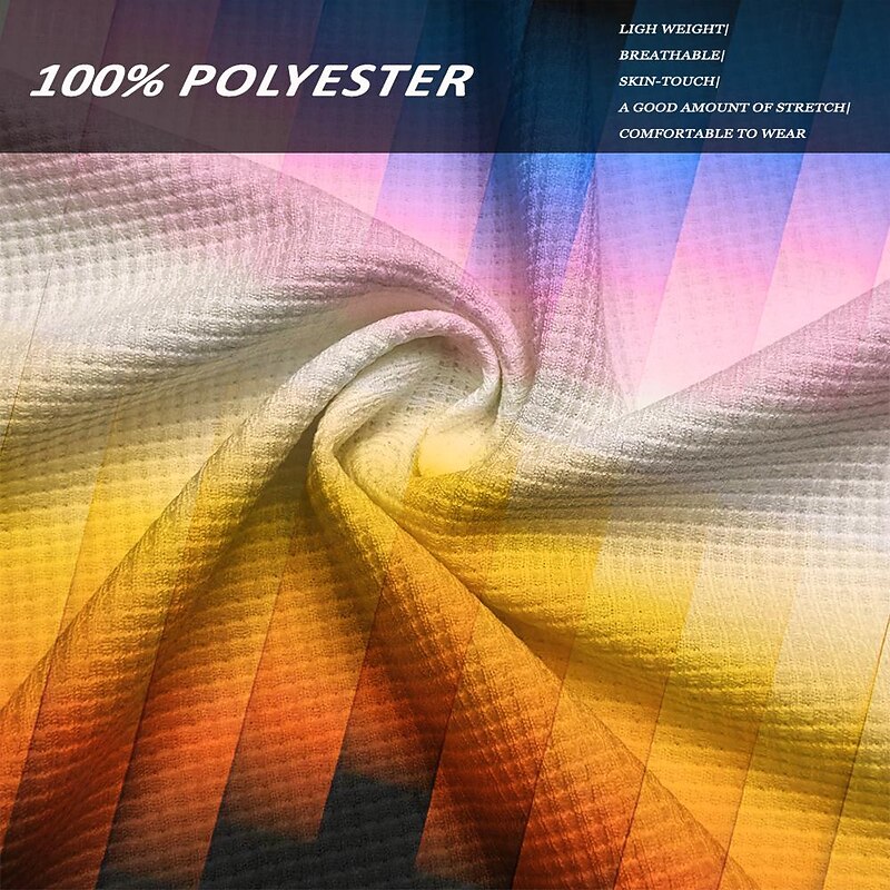 Men's Waffle Polo Shirts Golf Shirt Short Sleeve Polo Shirts Collared Shirts Vacation Wear Formal Wear Festival Wear Buttons 3D Print Spring & Summer Blue3