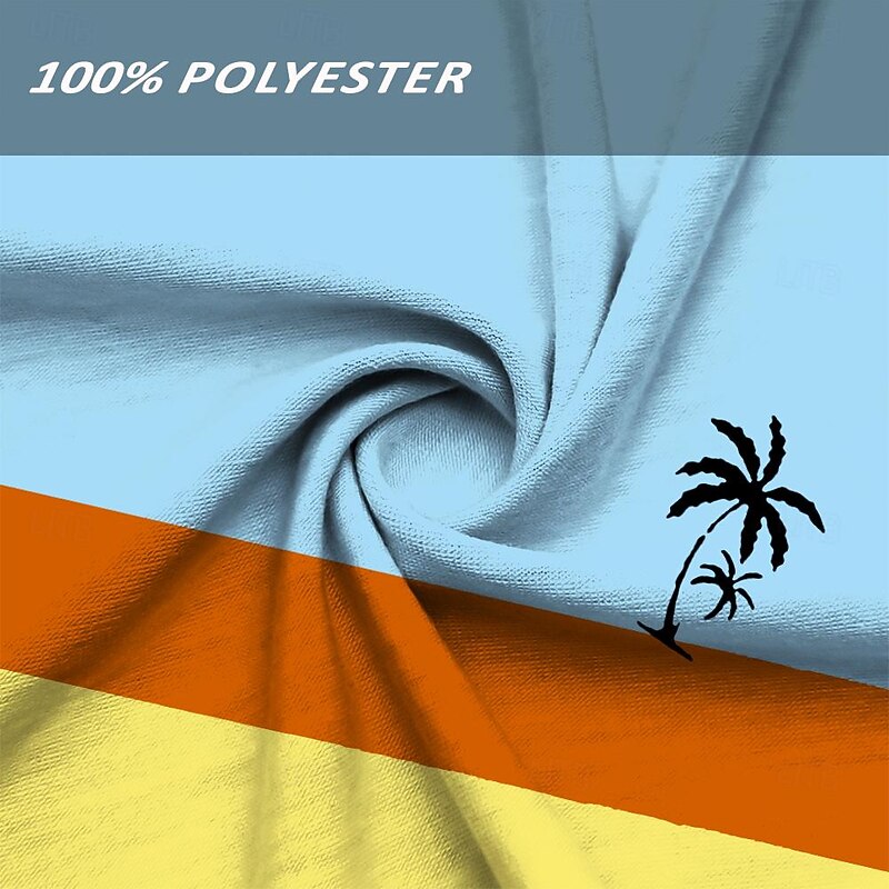 Men's Color Block Coconut Palm Tank Top Vest Top Undershirt Sleeveless T shirt 3D Print Crew Neck Shirt Fashion Outdoor Casual Street Casual Daily Light Blue Pink Spring & Summer Clothing Apparel S M3