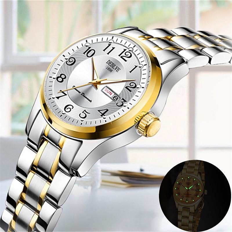 New Deblve Brand Ladies Watch Ultra-Thin Steel Belt Calendar Luminous Week Display Quartz Watch Light Luxury Hundred Fashion Waterproof Wristwatch Female3