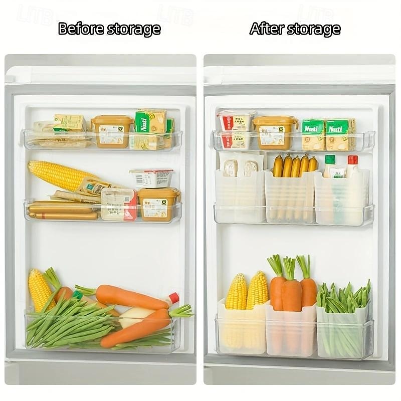 6pcs Refrigerator Storage Bins, Portable Transparent Food Storage Box, Large Food Sorting Storage Box, For Refrigerator Side Door And Counter, Kitchen Organizers And Storage, Kitchen Accessories3