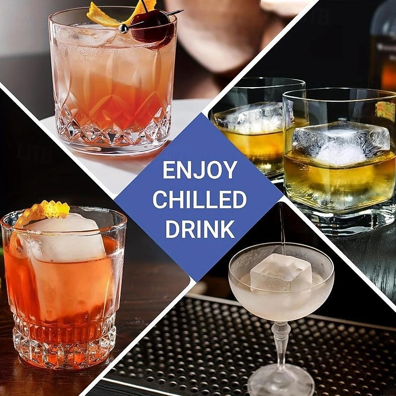 1 Pack Large Ice Cube Tray for Whiskey Big Square Ice Cube Maker for Cocktail - Silicone Old Fashioned Ice Cube Trays 2inch Huge Cubed Ice Trays for Whisky2