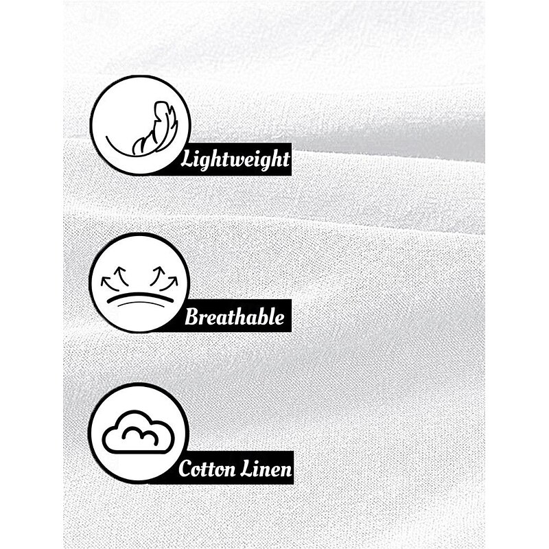 Men's Shirt Linen Shirt Summer Shirt Beach Wear Casual Shirt Button Up Shirt Plain Vacation Daily Black White Pink Blue Long Sleeve Band Collar Summer Spring &  Fall Clothing Apparel3