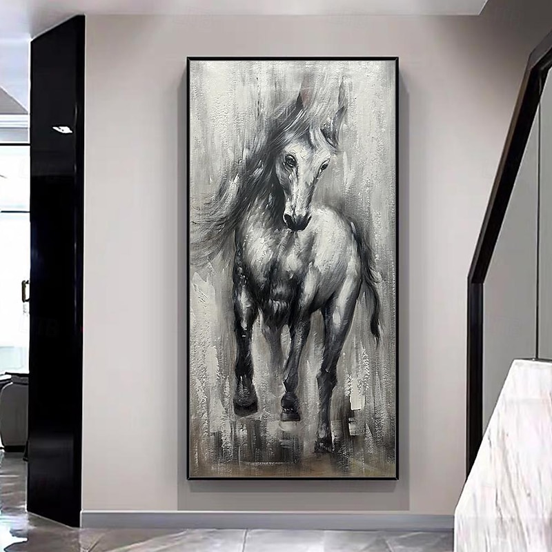Mintura Handmade Horse Oil Paintings On Canvas Wall Art Decoration Modern Abstract Animal Picture For Home Decor Rolled Frameless Unstretched Painting2