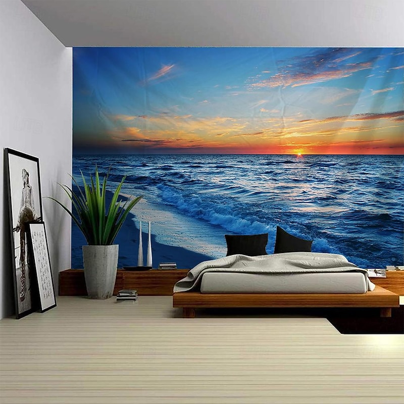 Ocean Wave Hanging Tapestry Wall Art Large Tapestry Mural Decor Photograph Backdrop Blanket Curtain Home Bedroom Living Room Decoration2