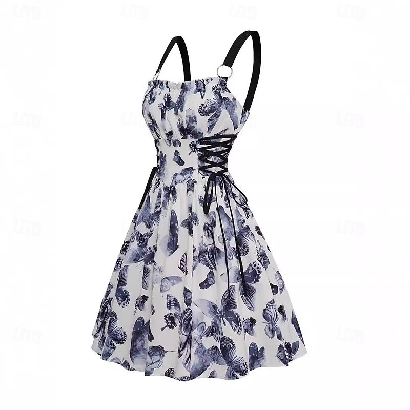 Retro Vintage 1950s Rockabilly Swing Dress Flare Dress Butterfly A-Line Fancy Dress Women's Masquerade Tea Party Casual Daily Bachelorette Party Adults Dress Homecoming Dresses2