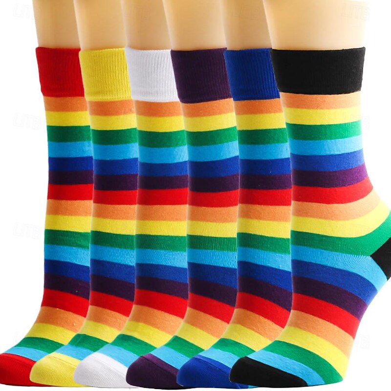 Rainbow Halloween Socks / Long Stockings LGBT LGBTQ Gay Lesbian Adults' Women's Masquerade Pride Parade Pride Month Easy Halloween Costumes Dress Up2