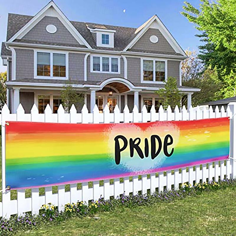 June Pride Month Happy Pride LGBTQ LGBT Outdoor Yard Sign Party Rainbow Home Decor for Garden Fence Garage Balcony Porch House Front Door Greeting Lawn3