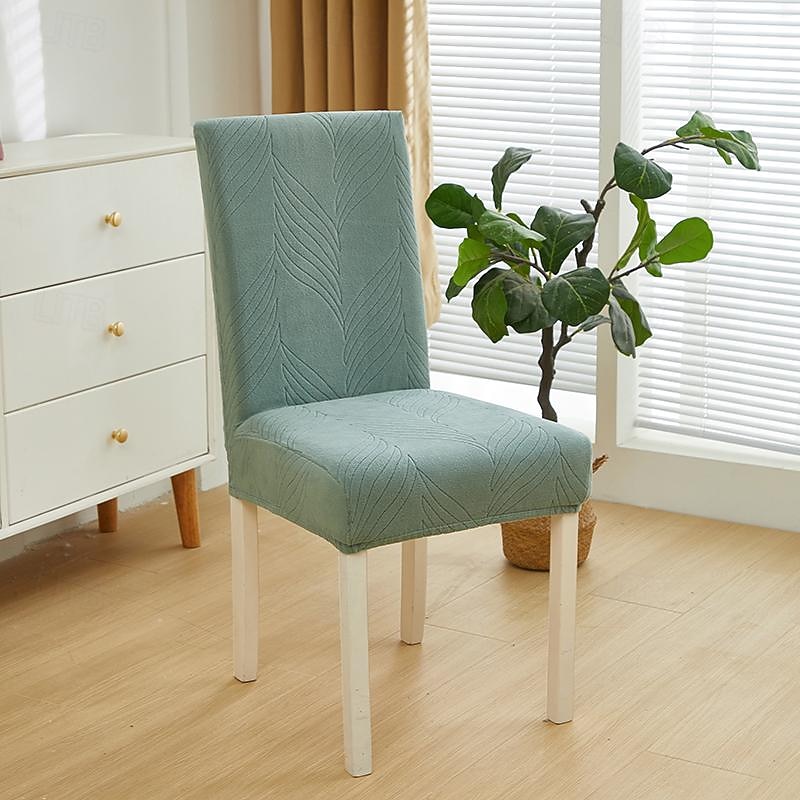 Elastic Dining Chair Cover High Back Dining Chair Cover Wedding Banquet Hotel Solid Jacquard Chair Cover Stretch Chair Cover2