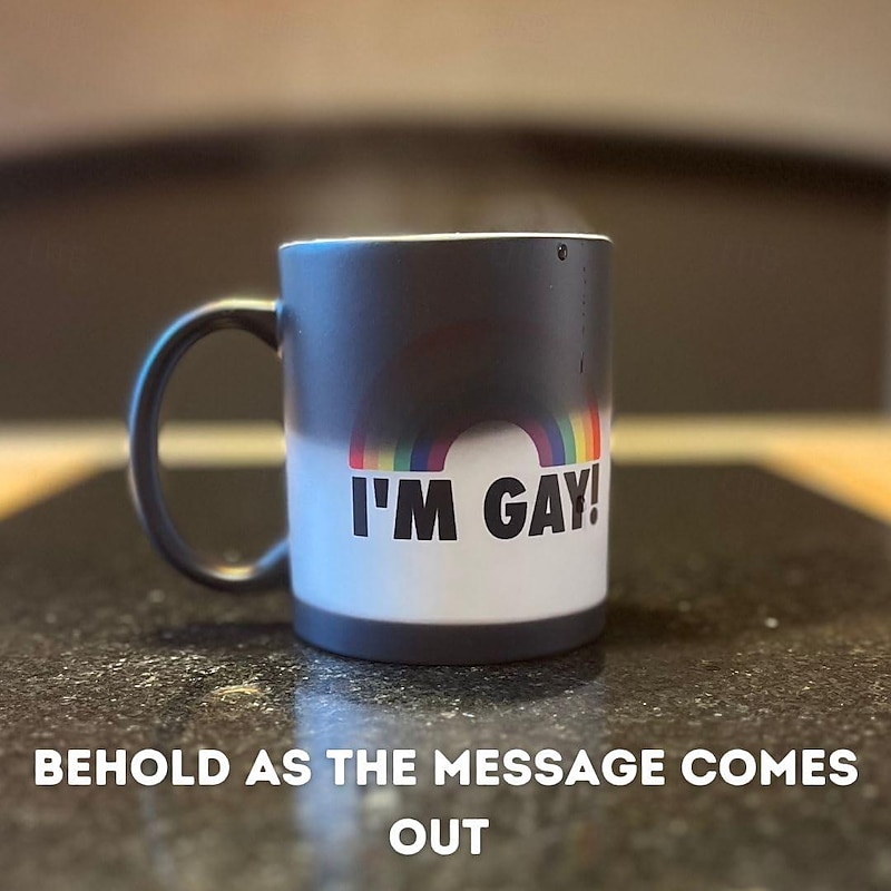 Pride Magic Mug LGBTQ Gay Pride Gift I'm Gay Rainbow Heat Change Mug - Funny Rude Mug - Message Appears As It Heats - Perfect Novelty Gag Gift2