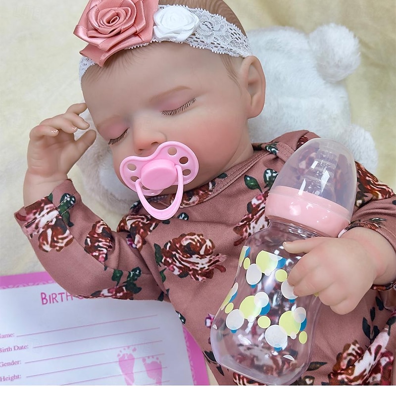 18 inch Reborn Doll Baby & Toddler Toy Reborn Toddler Doll Doll Reborn Baby Doll Baby Baby Girl Reborn Baby Doll Newborn lifelike Gift Hand Made Non Toxic Vinyl W-001 with Clothes and Accessories for4