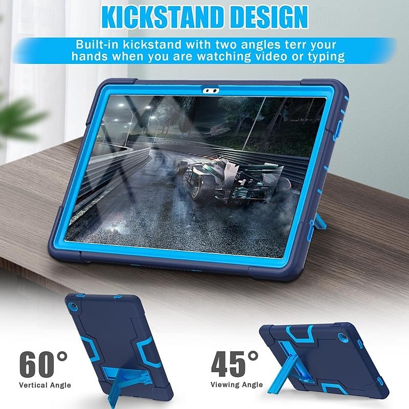 Tablet Case Cover For Lenovo M9 HD TB-310FU M8 4th Gen TB300FU M10 Plus 3rd Gen 10.6" TB-125/128 Handle with Adjustable Kickstand Shockproof PC Silicone3