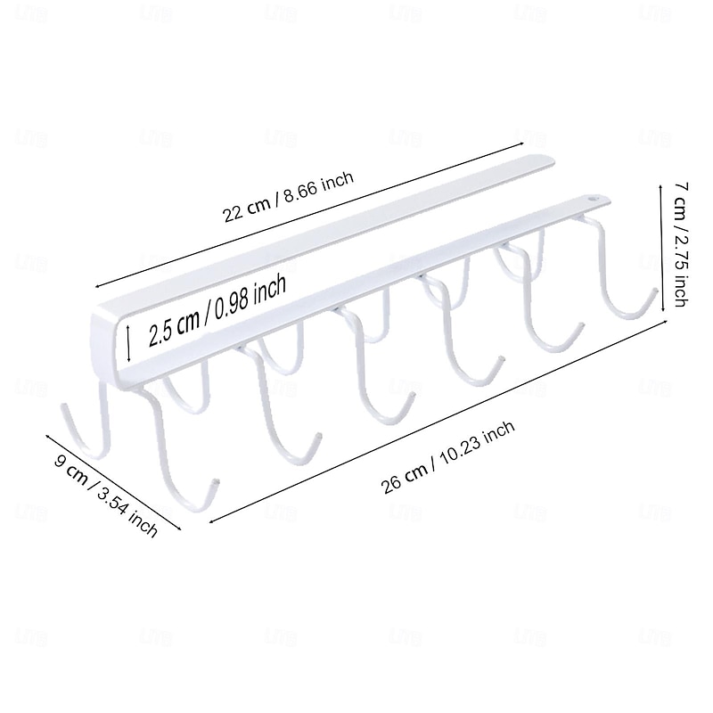 2pcs No-Drill Household Kitchen Cup Racks: Cabinet Hanging Shelves, Suspended Cup Holder Hooks for Organizing and Storing Cups3