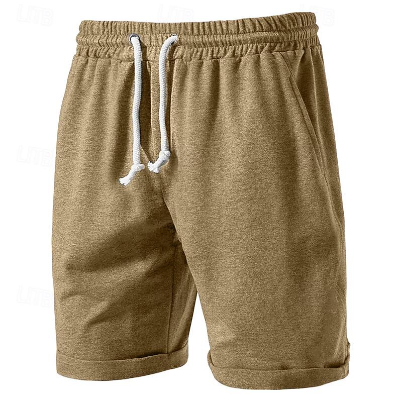 Men's Sweat Shorts Shorts Bermuda shorts Drawstring Elastic Waist Plain Comfort Sports Knee Length Outdoor Daily Fashion Streetwear Black Green Micro-elastic