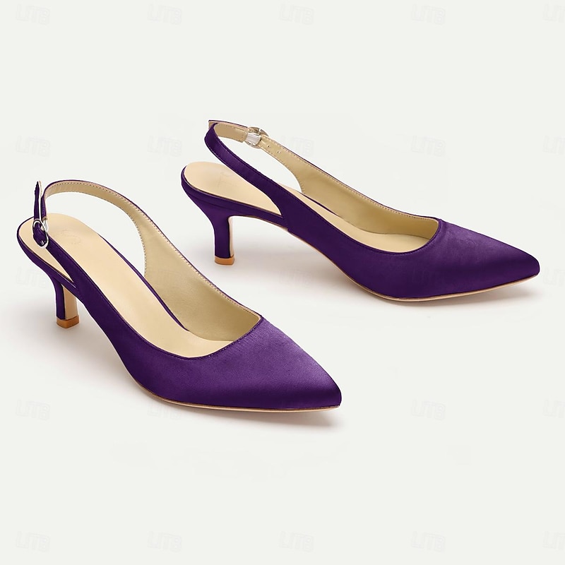 Women's Purple Slingback High Heels with Pointed Toe - Stylish Formal and Party Shoes