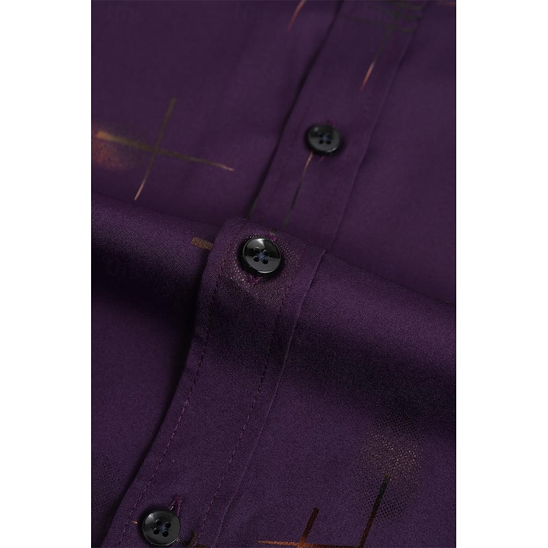 Men's Dress Shirt Button Down Shirt Non Iron Shirt Collared Shirt Stretch Tartan Wedding Work Wine Black / Gray Black White Long Sleeve Square Neck All Seasons Clothing Apparel4