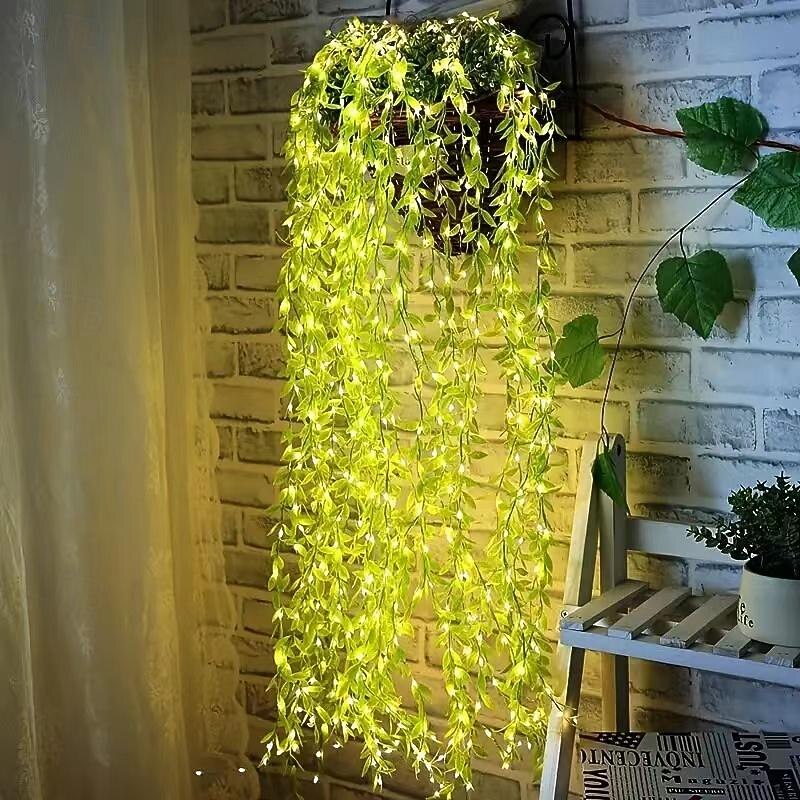 100LED Willow Curtain Lights, 8 Mode Twinkle Fairy String Lights, with USB Plug Decorative Lights, for Christmas Tree Patio Wedding Party Bedroom New Year Decor Lights, Doorplate Pendant Light - Main Image