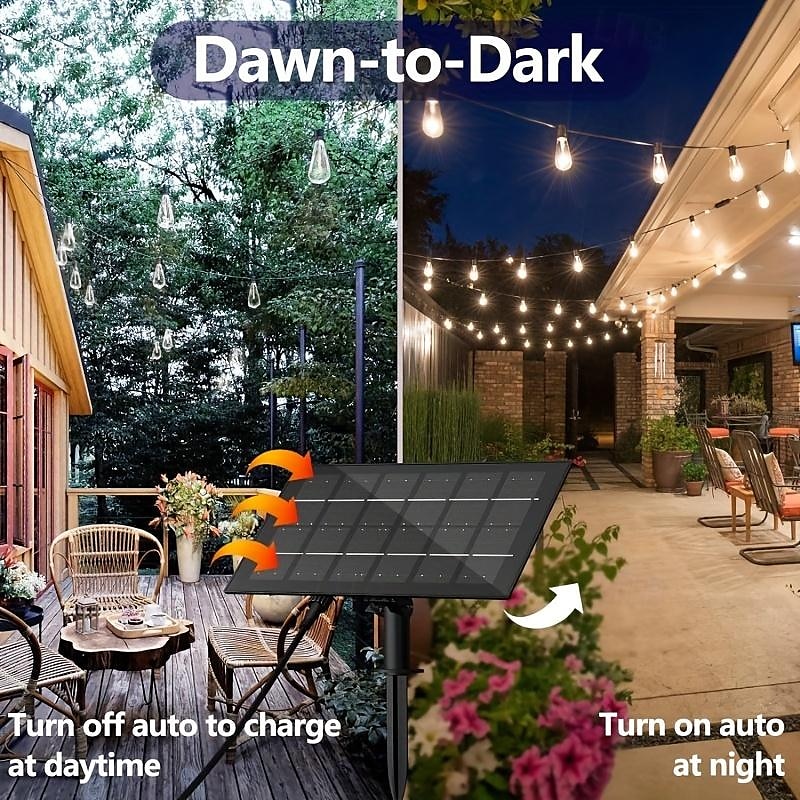Solar String Lights Outdoor Weatherproof with Remote, Solar Powered LED Edison Bulb Outdoor String Lights for Outside Patio Backyard Fence Halloween Christmas Decorations4