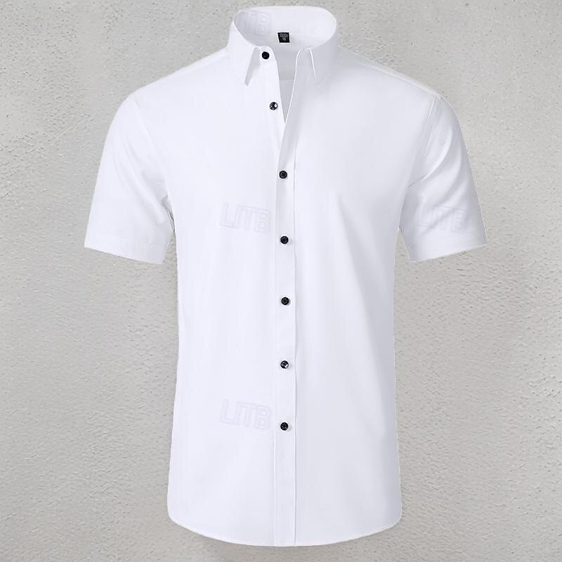 Men's Shirt Summer Shirt Casual Shirt Beach Shirt Button Up Shirt Black White Pink Wine Navy Blue Short Sleeve Plain Lapel Vacation Hawaiian Button-Down Clothing Apparel Polyester Fashion Casual