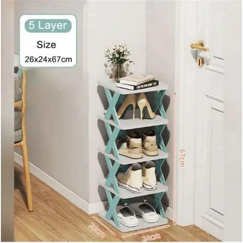 Multilayer Tier Narrow Shoe Rack, Small Vertical Shoe Stand, Space Saving DIY Free Standing Shoes Storage Organizer for Entryway, Closet, Hallway, Easy Assembly and Stable in Structure4