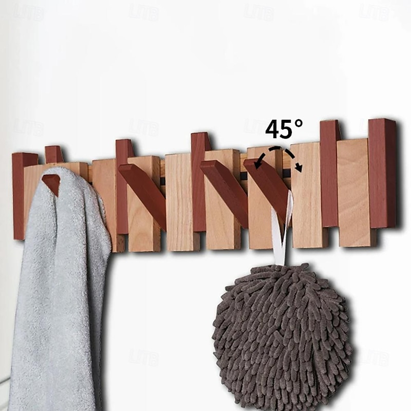 Wall-Mounted Solid Wood Clothes Hanger Creative Piano Key Clothes Hook Wall Punch-Free Entry Door Entrance Coat Hook2