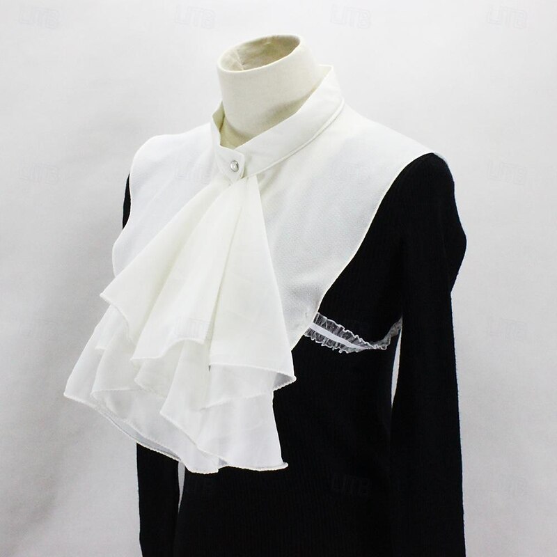 Retro Vintage Rococo Victorian Jabot Neck Solid Color Fancy Dress Women's Halloween Carnival Masquerade Party Carnival of Venice Adults Collar2