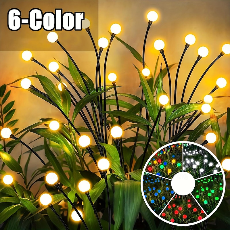 1pc Outdoor Solar Firefly Swaying Light 8 LED for Garden Yard Patio Pathway Decorations Outdoor