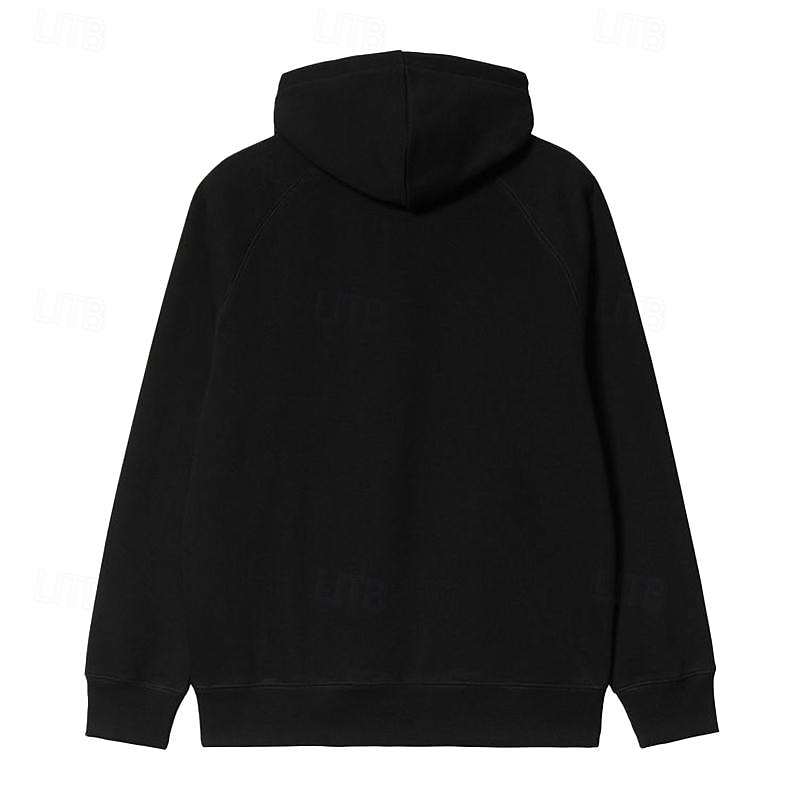 Men's Hoodie Custom Print Black White Hooded Letter Lace up Pocket Holiday Going out Streetwear Winter Spring &  Fall Clothing Apparel Hoodies Sweatshirts Personalized custom made Long Sleeve2
